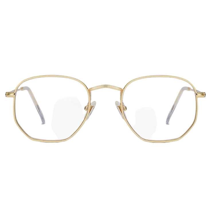 Lentes transparentes hexagonales.